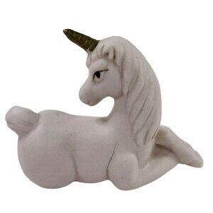 Unicorn Figurine Statue Paper Weight White Porcelain Mythological Magical Small